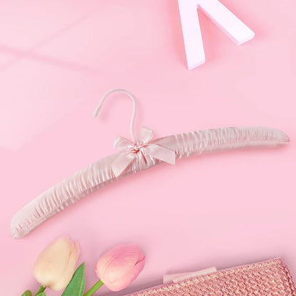 TOPIA HANGER Padded Hangers for Women Clothing,17-inch Satin Hangers 10 Pack Thick Foam Padded No Shoulder Bump for Sweaters, Coat, Blouses, Dresses-Pink,CT18P-10