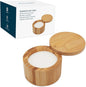 KITCHENDAO Bamboo Salt Cellar Bowl Box，Elegant Kitchen Container Holder with Swivel Magnetic Lid to Store Pepper Spice Bath or Favorite Seasonings, 6oz
