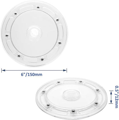 6 Inch Acrylic Turntable Organizer, 2 Pcs Clear 360 Degree Rotation Round Turntable for Kitchen Pantry Table Countertop Cabinet Decorating