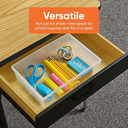 Superio 3-Pack Shoe Box Modern Storage Container - 6.5 Quart/6 Liter, Stackable Plastic Shoe Box Organizer (13.5" L x 8.35" W x 5.2" H)
