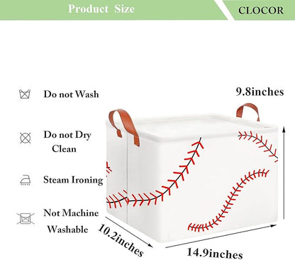 CLOCOR Rectangular Storage Basket Empty,Gift Basket,Waterproof Storage Bin with Handles,Room Decor(Baseball Stitching)