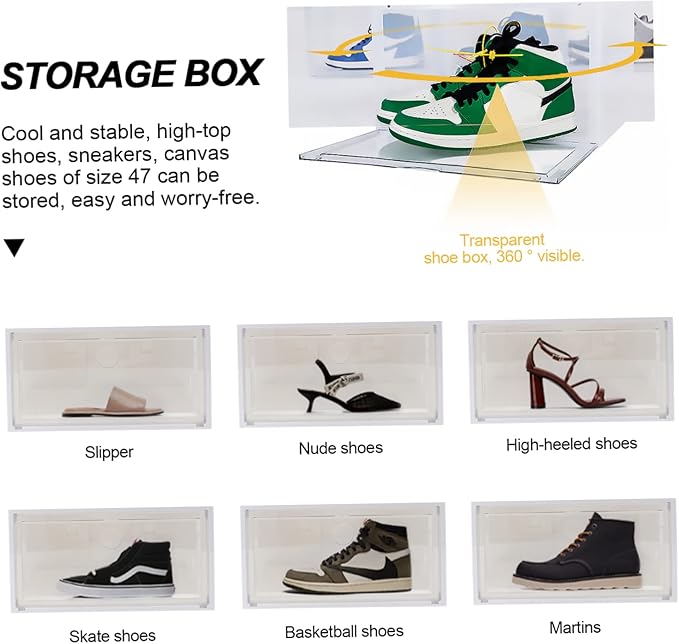 PRETYZOOM 1pc Plastic Shoes Storage Box Side Opening to Clean Organizer for Sneakers Stackable Design for Home Shoe Storage