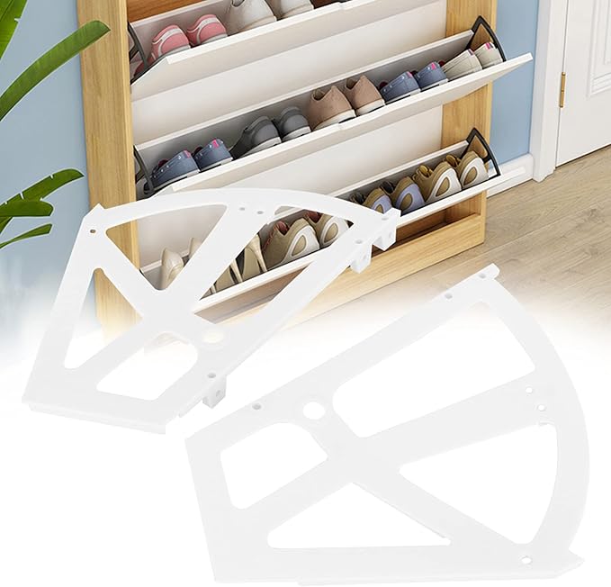 2 Layers Shoes Drawer Cabinet Hinges Black Cabinet Flip Frame Shoe Rack Replacement for Porch Kitchen Living Room(White)
