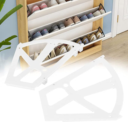 2 Layers Shoes Drawer Cabinet Hinges Black Cabinet Flip Frame Shoe Rack Replacement for Porch Kitchen Living Room(White)