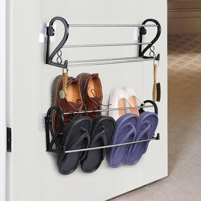 2-Piece Wall-Mounted Shoe Organizers with Adhesive Mounts, Over-The-Door Space-Saving Shoe Shelves for Entryway and Bathroom Storage