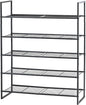 5 Tier Shoe Rack, Industrial 27" Wide Shoe Organizer with Extra Thick Metal Frame, Closet Shoe Shelf with Quick Assembly, Matte Black