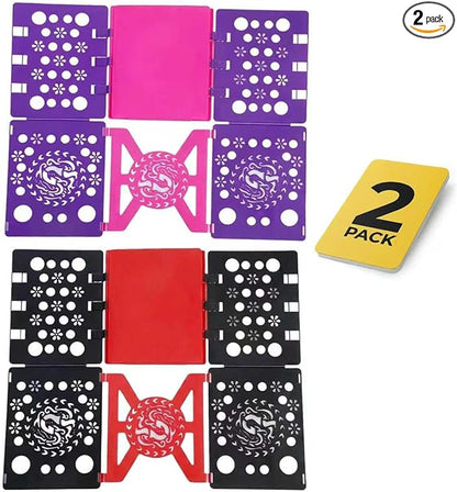 2 Pack Shirt Folder Board Laundry Organizer 22.8 X 26.8 Inch Plastic Durable Fast Easy Magic Flip T Shirts Dress Pants Towels Adult (Pink Purple Black Red)