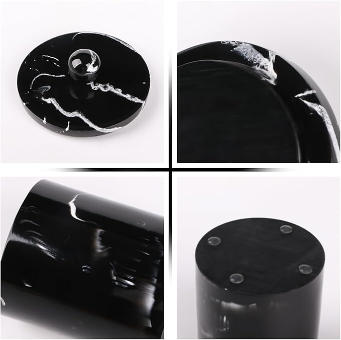 Bathroom Qtip Holder Dispenser with Lid,Vanity Cotton Swab Holder,Resin Cotton Ball Container,Makeup Sponges Cosmetics Canister,Bath Salts Storage Box for Bathroom (Marble Black)