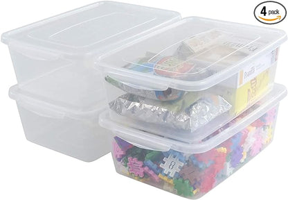 Inhouse 14 Quart Clear Storage Bin, Plastic Latching Box/Container with Lid, Shoe Boxes, Set of 4