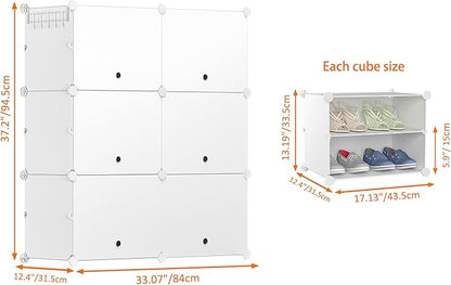 HOMIDEC Shoe Rack, 6 Tier Shoe Storage Cabinet 24 Pair Plastic Shoe Shelves Organizer for Closet Hallway Bedroom Entryway