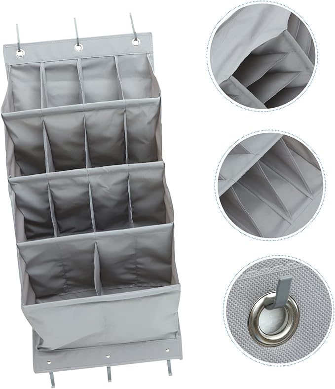 Ciieeo Multi-layer over The Door Organizer Hanging Storage Bag for Shoes Accessories Breathable Space-saving for Home Office Gray