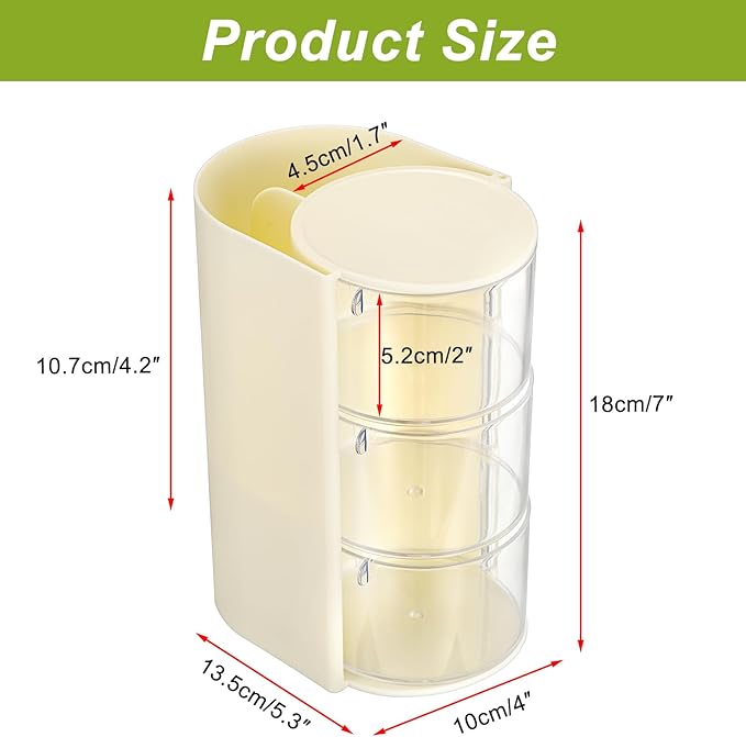 Plastic Hair Accessories Organizer with Hair Brush Holder Spinning Makeup Storage Container for Vanity Bathroom Countertop, 3-Layer Yellow