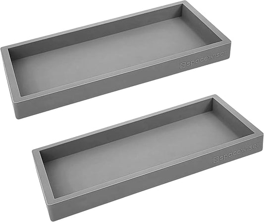 Spacewiser Countertop and Vanity Tray - 2 PC Small 7.7" Silicone Bathroom Trays, Kitchen Soap Tray, Dish Sponge Soap Holder Kitchen Sink Organizer Caddy, Bathroom Counter Trays for Lotion Dispenser