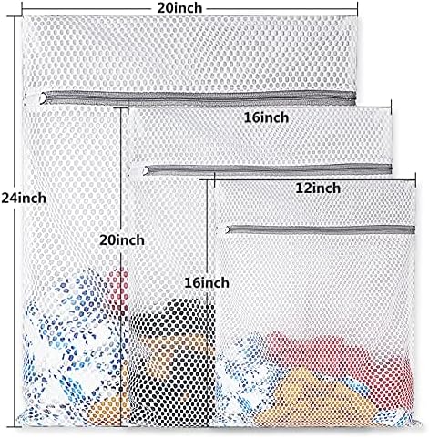 5Pcs Durable Honeycomb Mesh Laundry Bags for Delicates,Travel Organization Bag for Clothes,Jeans,Bath Towels,Bed Sheets (1X-Large 20 x 24 Inches,2 Large 16 x 20 Inches, 2 Medium 12 x 16 Inches) - Image 2