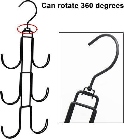 Purse Hanger Organizer for Closet Metal Hanging Bag Holder Hook 360° Rotatable Handbag Storage Hook Rack for Handbags Belts Clothes Ties Accessories(Black)