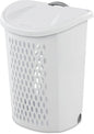 White Wheeled Plastic Laundry Hamper – Adult-Sized Rolling Basket With Handles For Home & Dorms