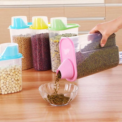 Wakauto 1.5L Airtight Food Storage Container – Plastic Clear Cereal & Rice Storage Bin Dispenser with Pour Spout & Measuring Cup, for Grains, Cereal, Rice, Beans, Kitchen Organization & Meal Prep