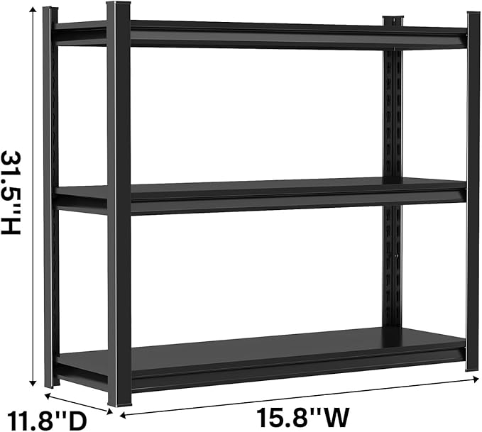 3 Tier Kitchen Storage Rack, Adjustable Metal Shelving Unit, Heavy Duty Bakers Rack with Solid Shelves for Kitchen Pantry, Coffee Bar, Estantes para Cocina - 15.8"W x 11.8"D x 31.5"H, Black