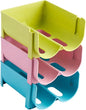 PRETYZOOM 3pcs Stackable Drink Box Organizer for Refrigerator Non-skid Storage Container for Wine and Canned Beverages Design Green Blue and Pink Home Use