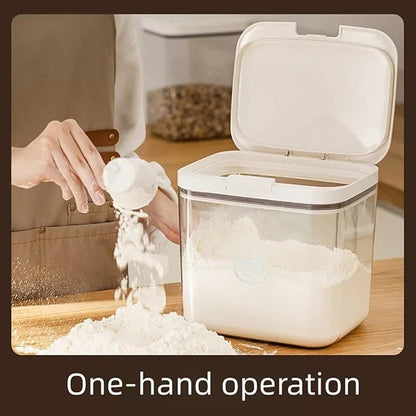 Airtight Rice Storage Bin Flour Storage Container 4.5L/4.75qt, Clear Food Container with Measuring Cup Airtight Lid for Kitchen Pantry Organization and Storage