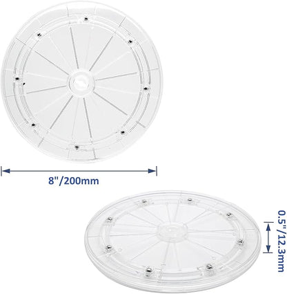 8 Inch Acrylic Turntable Organizer, Clear 360 Degree Rotation Round Turntable for Kitchen Pantry Table Countertop Cabinet Decorating