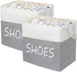 Large Fabric Shoe Basket,Flodable Shoe Storage Bin for Entryway,Hallway or Mudroom,Stylish Shoe Storage Container (Large-2 Pack)