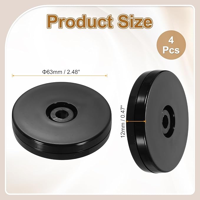 uxcell 4Pack Acrylic Lazy Susan Turntable, 2.5" Spinner Lazy Susan Turntable Organizer, Acrylic Ball Bearing Rotating Tray for Pantry Spice Rack Decorating, Black