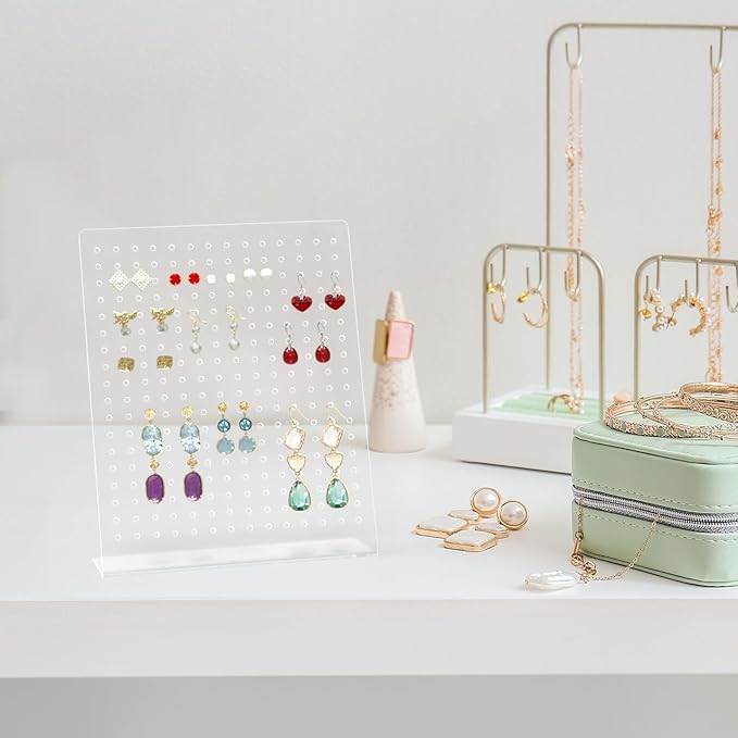 Marketing Holders Earring Display Stand 126 Earrings Holder Clear Acrylic Slant Back Holds Studs Dangling Earrings for Accessory Outlets Secondhand Shops Fashion Boutiques