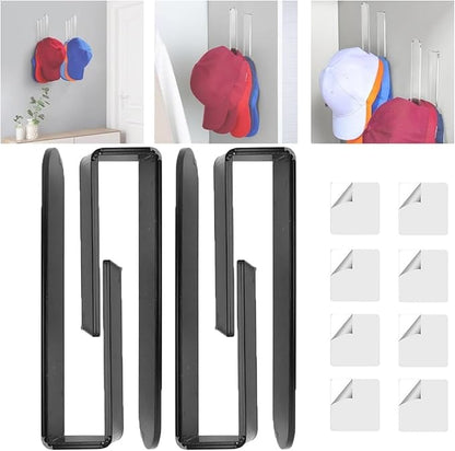 2PCS Hat Organizer for Baseball Caps,Acrylic hat rack for Men Women,Multi-Purpose Hat Holder,Strong Adhesive Hat Storage Wall Mounted Hat Rack for Door Closet,Hat Hangers No Drilling