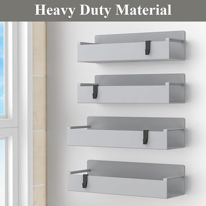 HuggieGems 4 Pack Magnetic Spice Rack Organizer for Refrigerator and Oven, Light Gray Fridge Organizers and Storage for Kitchen