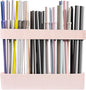 Strong Adhesive Backing Straw Storage Box, Split Type Silicone Straws Dispenser Adjustable Height Straw Holder for Cabinet (Pink)
