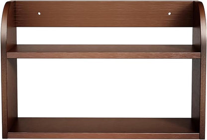 ROMGUAR CRAFT 2 Tier Bamboo Spice Rack, Countertop or Wall Mounting Wood Spice Jars Organizer Shelf for Kitche, Pantry (Brown)