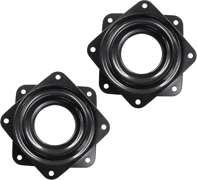 Hordion 2 Pcs 3 Inch Lazy Susan Turntable Bearings, Square Rotating Plate Lazy Susan Hardware Heavy Duty Swivel Plate for Kitchen Dining Table Makeup Holder, Black