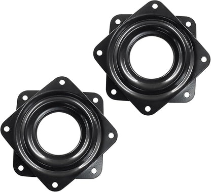 Hordion 2 Pcs 3 Inch Lazy Susan Turntable Bearings, Square Rotating Plate Lazy Susan Hardware Heavy Duty Swivel Plate for Kitchen Dining Table Makeup Holder, Black