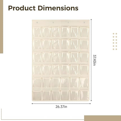 2-Piece Beige Door Storage: 36 Pockets, 37.4 X 26.4 In/95X67Cm, Water Bottle & Phone Organizer