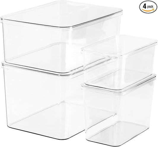 Four-piece Clear Multifunctional Transparent lid kitchen storage box