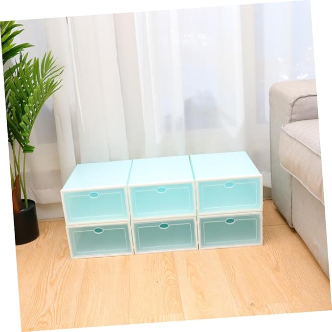 DECHOUS 6PCS Thick Shoe Storage Box Stackable Plastic Shoe Organizer with Lid Sturdy and Dustproof Container for Closet and Home Use