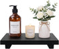 Black Bathroom Vanity Counter Tray Decor Farmhouse Wood Risers Kitchen Soap Sink Tray for Countertop Decorative Hand Soap Dispenser Holder Wooden Pedestal Stand Modern Bathroom Organizer Accessories