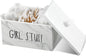 Tampon Holder for Bathroom with Movable Dividers Shark Tampon Storage Container Week with Lid Farmhouse Pad Container Box Feminine Product Organizer Girl Stuff Box for Bathroom(Marble Style)