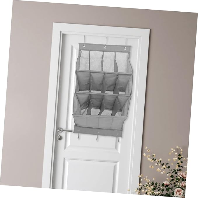 Happyyami 12Grid Hanging Shoe Organizer with Space Saving Over Door Shoe Rack for Sneakers Sandals and Accessories Tear Resistant for Closets and Apartments