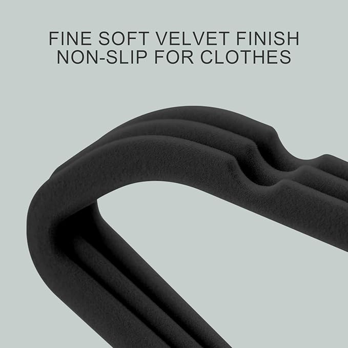 36 Packs Velvet Clothes Hangers, 17.3 Inches Non-Slip Skirt Hangers, Sturdy Dresses Hangers with Shoulder Notches, Space Saving Clothing Hangers for Adults, Black with Gold Hook