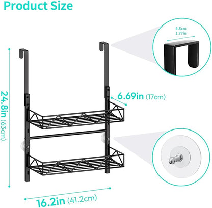 HapiRm Hat Organizer for Baseball Caps - 2 Tier Over the Door & Wall Mounted Hat Rack with 2 Adjustable Metal Basket, Storage Holds up to 20 Caps for Door, Bedroom, Closet (Black)