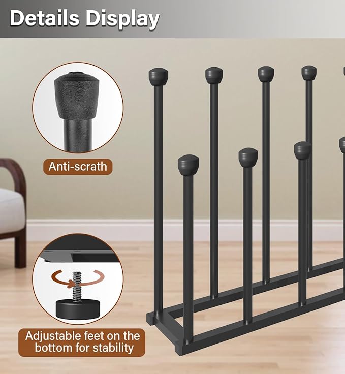 22.5 Inches Free Standing Shoe Racks, Tall Black Metal Boot Rack Organizer for 6 Pairs, Knee-High Boot Storage Shelf for Closet, Bedroom, Entryway, Hallway, Black