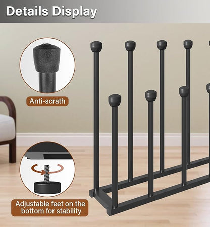 22.5 Inches Free Standing Shoe Racks, Tall Black Metal Boot Rack Organizer for 6 Pairs, Knee-High Boot Storage Shelf for Closet, Bedroom, Entryway, Hallway, Black