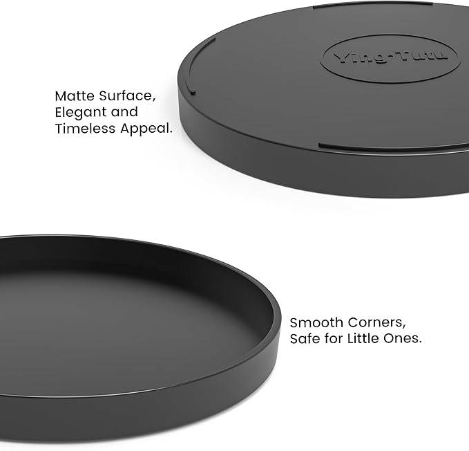 2 Pack 9" Bathroom and Vanity Tray, ABS Bathroom Counter Organizer, Coffee Table Decor for Perfume, Candles, Keys &More. Kitchen Countertop Organizer, Decorative Tray Soap Holder, Black