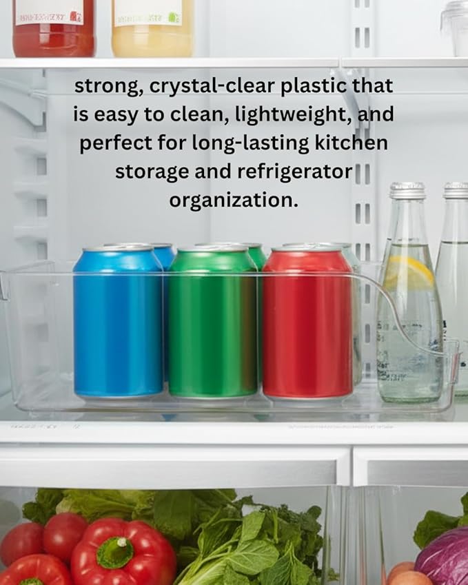 2 Pack Clear Acrylic Soda Can Organizer for Refrigerator Stackable Beverage Storage Holder for Fridge, Pantry & Cabinets Durable Plastic Can Dispenser Rack for Soda Beer & Sparkling Water