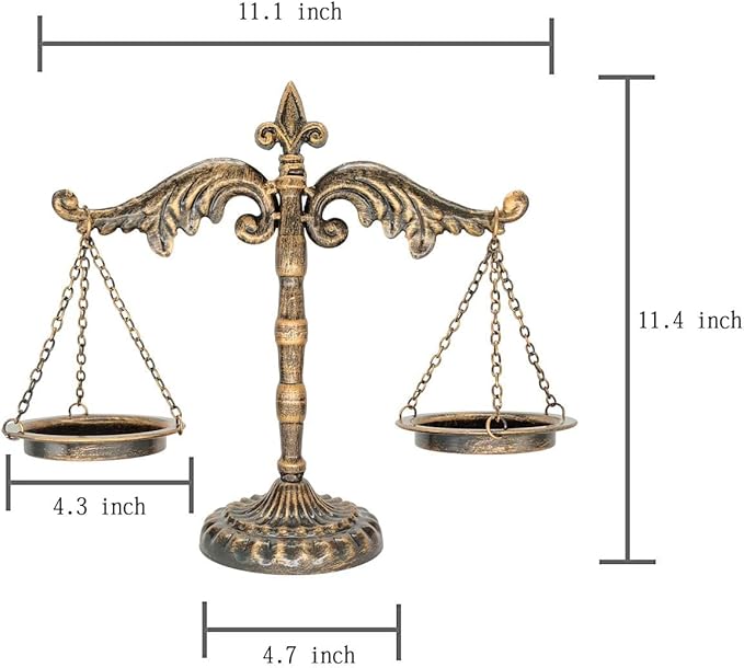 Owlgift Vintage Style Metal Libra Jewelry Display, Scale Tray Cosmetic Organizer, Jewelry Storage, Unique Centerpiece Stand – Bronze