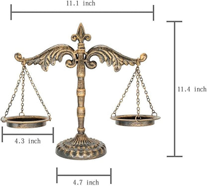 Owlgift Vintage Style Metal Libra Jewelry Display, Scale Tray Cosmetic Organizer, Jewelry Storage, Unique Centerpiece Stand – Bronze
