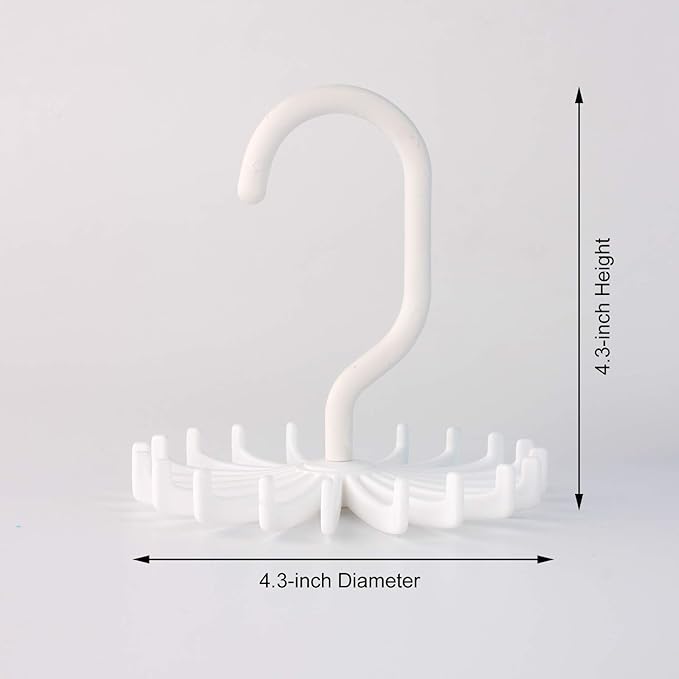 3 Pack Twirl Ties Rack Closet Organizer Tie Hanger Hook Headband Holder (White)