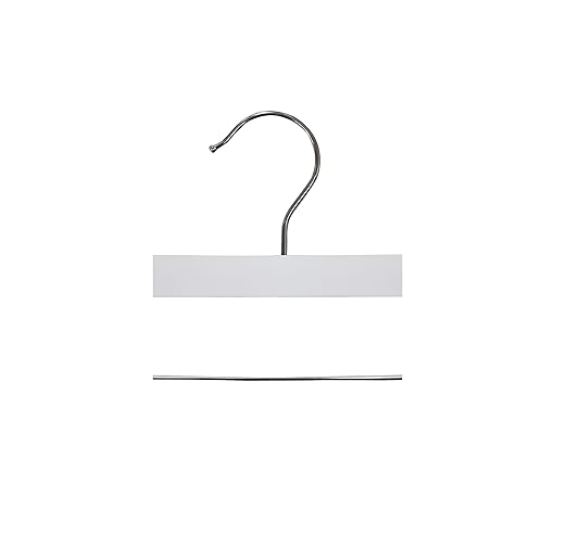 NAHANCO 21114RC 14” White Wooden Pant Skirt Hanger with Chrome Hook and Clips, (Pack of 100)